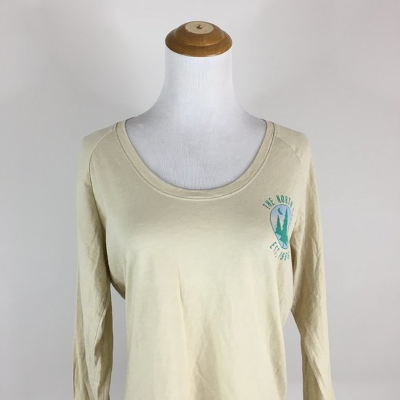 THE NORTH FACE Standard Fit Beige with Green Blue Logo Print Long Sleeve Shirt - Picture 6 of 11